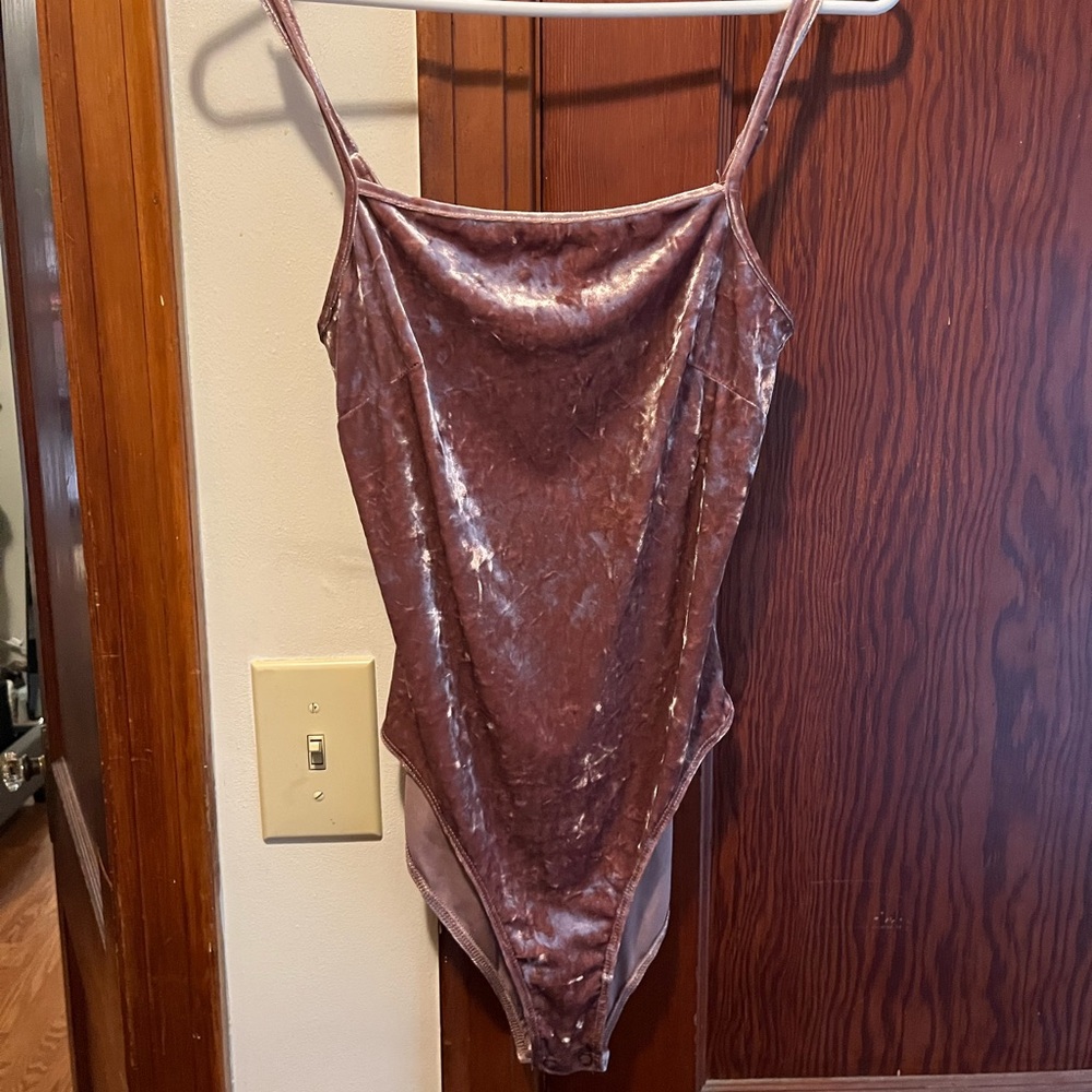Forever 21 Velvet Bodysuit in Deep Purple